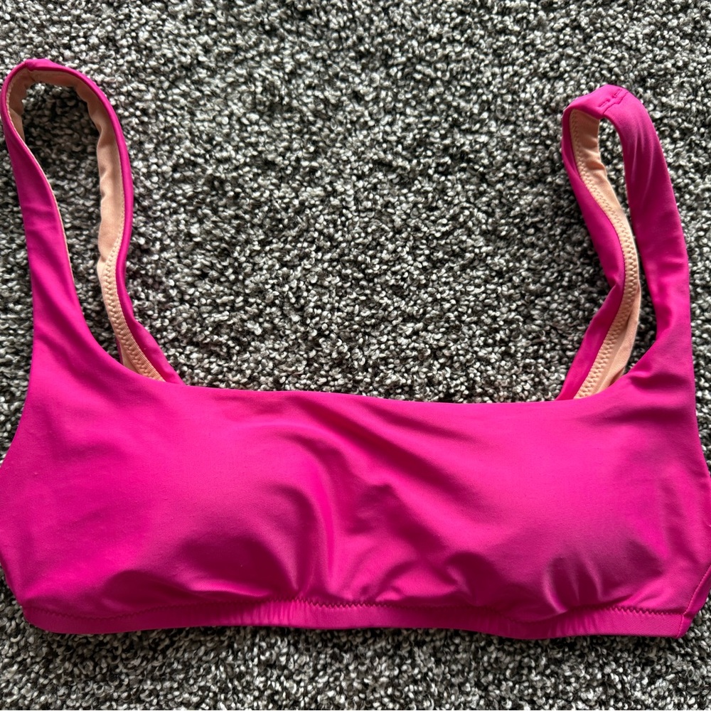 J.crew square neck, bikini top, small, radiant fuchsia